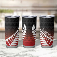 Red Silver Fern Spirit Taniko Tukutuku Personalised Tumbler Cup LT9 - Polynesian Pride