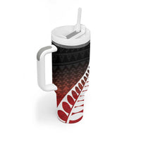 Red Silver Fern Spirit Taniko Tukutuku Personalised Tumbler With Handle LT9 - Polynesian Pride