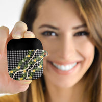 Aloha Puakenikeni Anthurium Pikake Lei AirPods Case Black Hawaiian Palaka Pattern