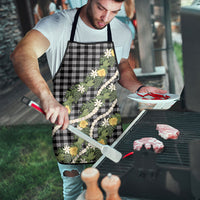 Aloha Puakenikeni Anthurium Pikake Lei Apron Black Hawaiian Palaka Pattern