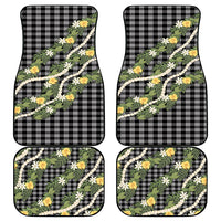 Aloha Puakenikeni Anthurium Pikake Lei Car Mats Black Hawaiian Palaka Pattern LT9 - Polynesian Pride