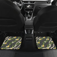 Aloha Puakenikeni Anthurium Pikake Lei Car Mats Black Hawaiian Palaka Pattern LT9 Set 2pcs - Back Black - Polynesian Pride