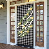 Aloha Puakenikeni Anthurium Pikake Lei Door Cover Black Hawaiian Palaka Pattern