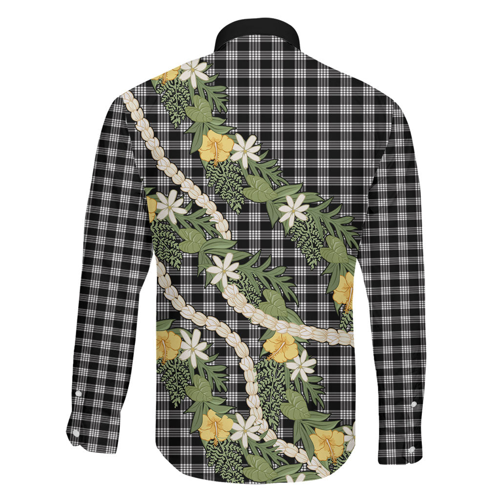 Aloha Puakenikeni Anthurium Pikake Lei Family Matching Short Sleeve Bodycon Dress and Hawaiian Shirt Black Hawaiian Palaka Pattern