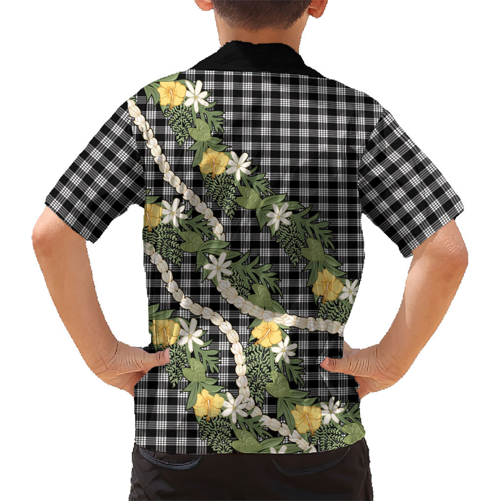 Aloha Puakenikeni Anthurium Pikake Lei Family Matching Tank Maxi Dress and Hawaiian Shirt Black Hawaiian Palaka Pattern
