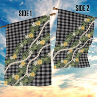 Aloha Puakenikeni Anthurium Pikake Lei Garden Flag Black Hawaiian Palaka Pattern