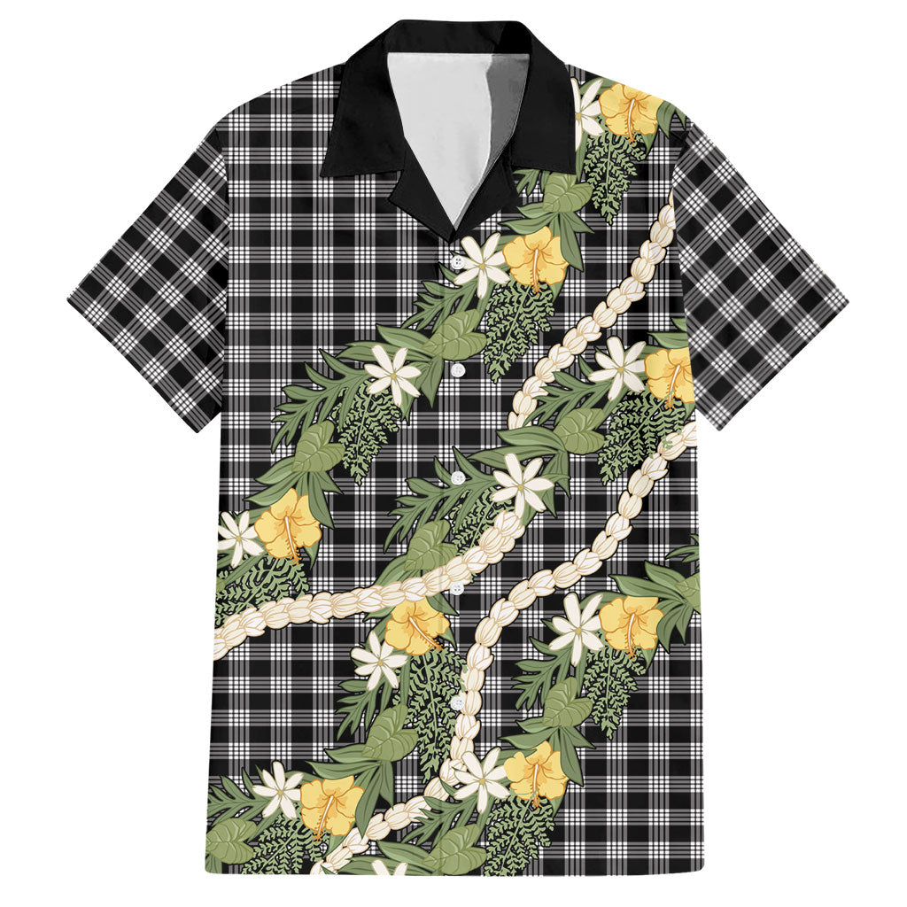 Aloha Puakenikeni Anthurium Pikake Lei Hawaiian Shirt Black Hawaiian Palaka Pattern LT9 Black - Polynesian Pride