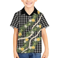 Aloha Puakenikeni Anthurium Pikake Lei Hawaiian Shirt Black Hawaiian Palaka Pattern