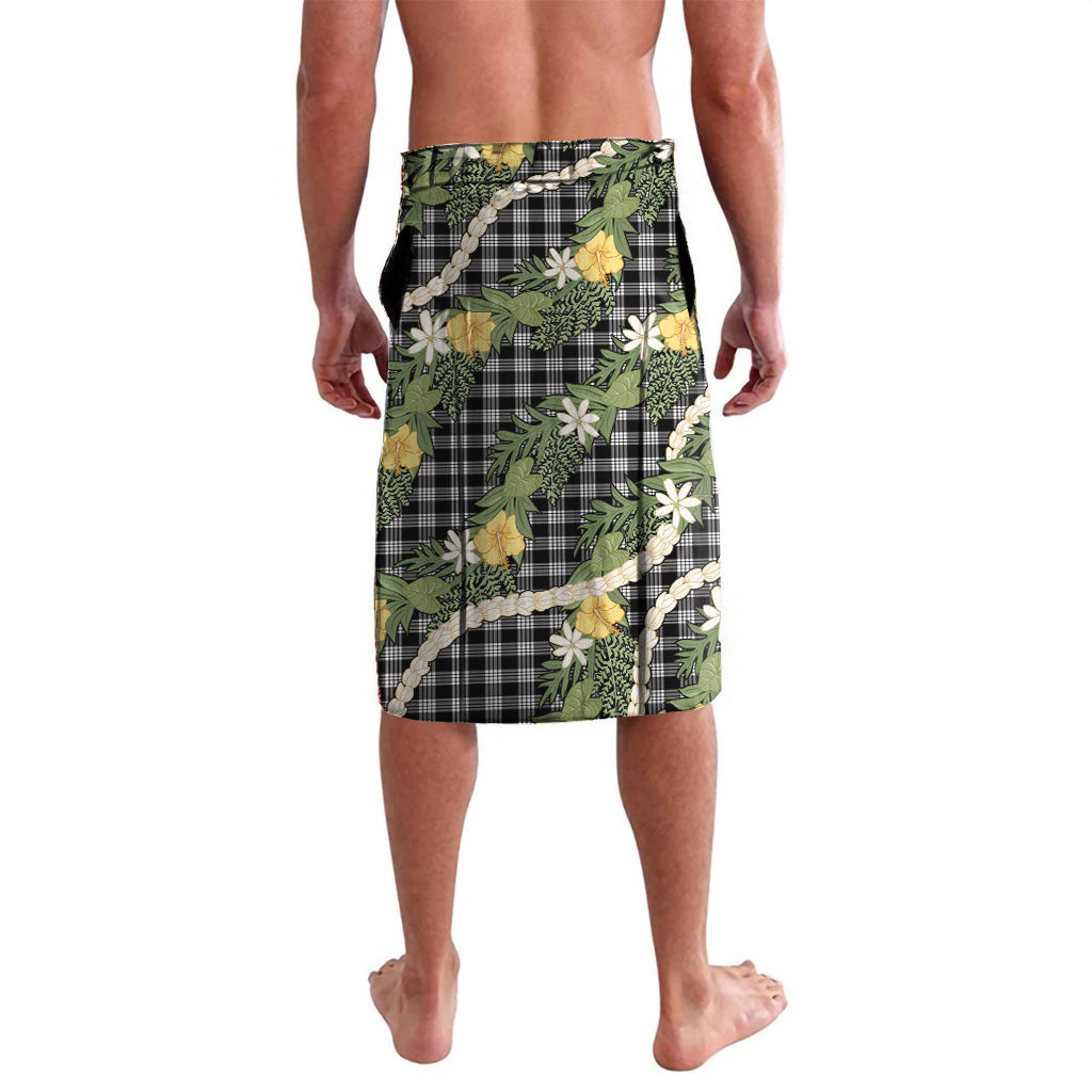 Aloha Puakenikeni Anthurium Pikake Lei Lavalava Black Hawaiian Palaka Pattern