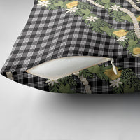Aloha Puakenikeni Anthurium Pikake Lei Pillow Cover Black Hawaiian Palaka Pattern