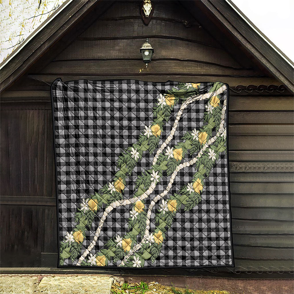 Aloha Puakenikeni Anthurium Pikake Lei Quilt Black Hawaiian Palaka Pattern
