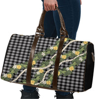 Aloha Puakenikeni Anthurium Pikake Lei Travel Bag Black Hawaiian Palaka Pattern