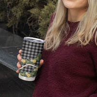 Aloha Puakenikeni Anthurium Pikake Lei Tumbler Cup Black Hawaiian Palaka Pattern
