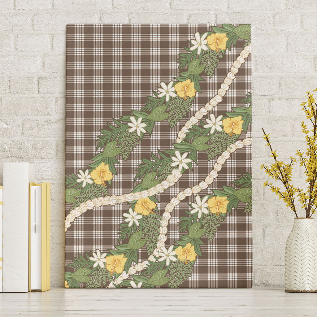 Aloha Puakenikeni Anthurium Pikake Lei Canvas Wall Art Chocolate Hawaiian Palaka Pattern LT9 Without Frame Chocolate - Polynesian Pride