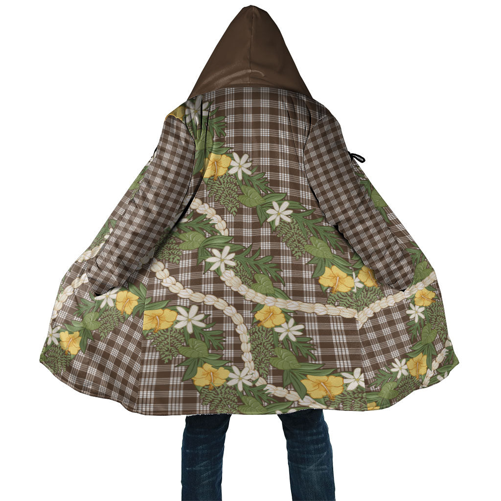 Aloha Puakenikeni Anthurium Pikake Lei Cloak Chocolate Hawaiian Palaka Pattern LT9 Unisex Chocolate - Polynesian Pride