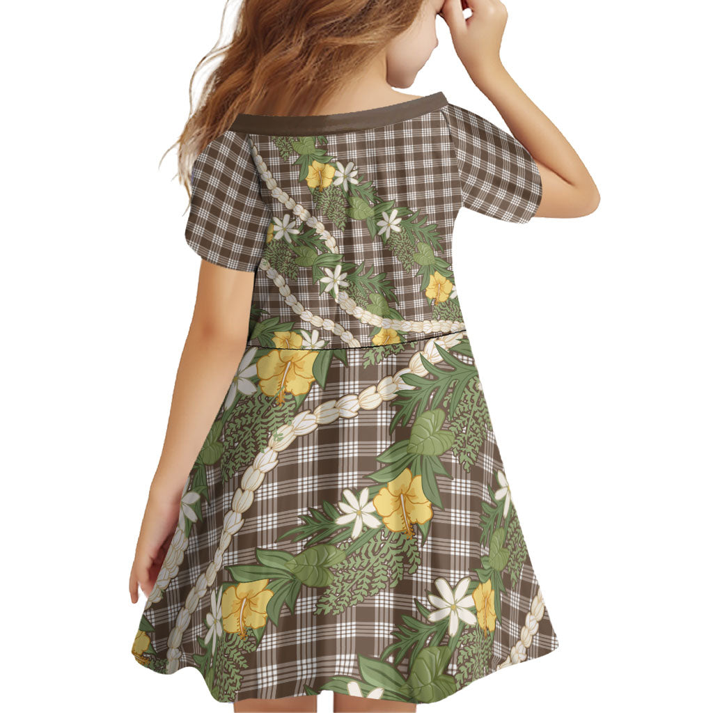 Aloha Puakenikeni Anthurium Pikake Lei Family Matching Off The Shoulder Long Sleeve Dress and Hawaiian Shirt Chocolate Hawaiian Palaka Pattern