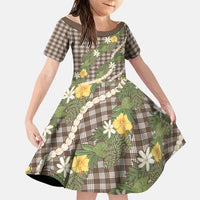 Aloha Puakenikeni Anthurium Pikake Lei Family Matching Tank Maxi Dress and Hawaiian Shirt Chocolate Hawaiian Palaka Pattern