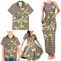 Aloha Puakenikeni Anthurium Pikake Lei Family Matching Tank Maxi Dress and Hawaiian Shirt Chocolate Hawaiian Palaka Pattern