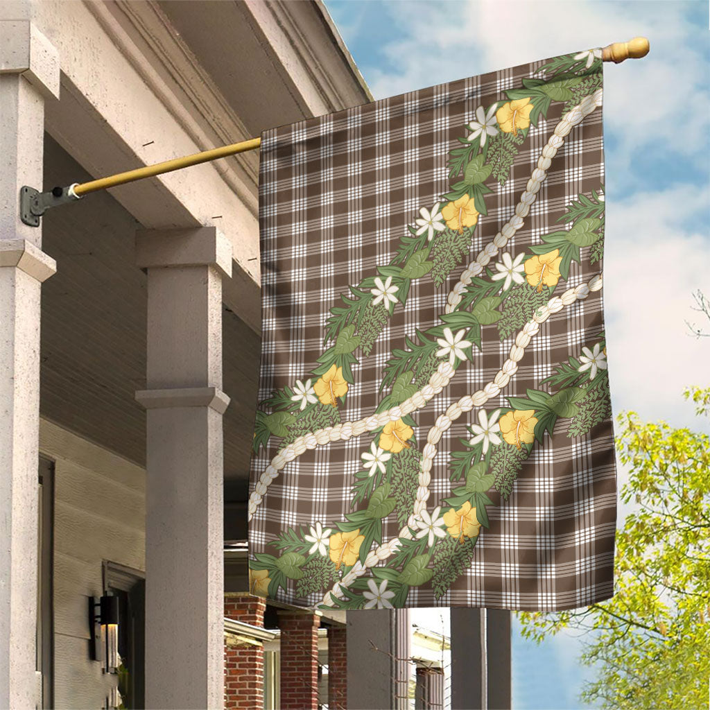 Aloha Puakenikeni Anthurium Pikake Lei Garden Flag Chocolate Hawaiian Palaka Pattern LT9 House Flag Chocolate - Polynesian Pride