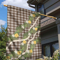 Aloha Puakenikeni Anthurium Pikake Lei Garden Flag Chocolate Hawaiian Palaka Pattern LT9 - Polynesian Pride
