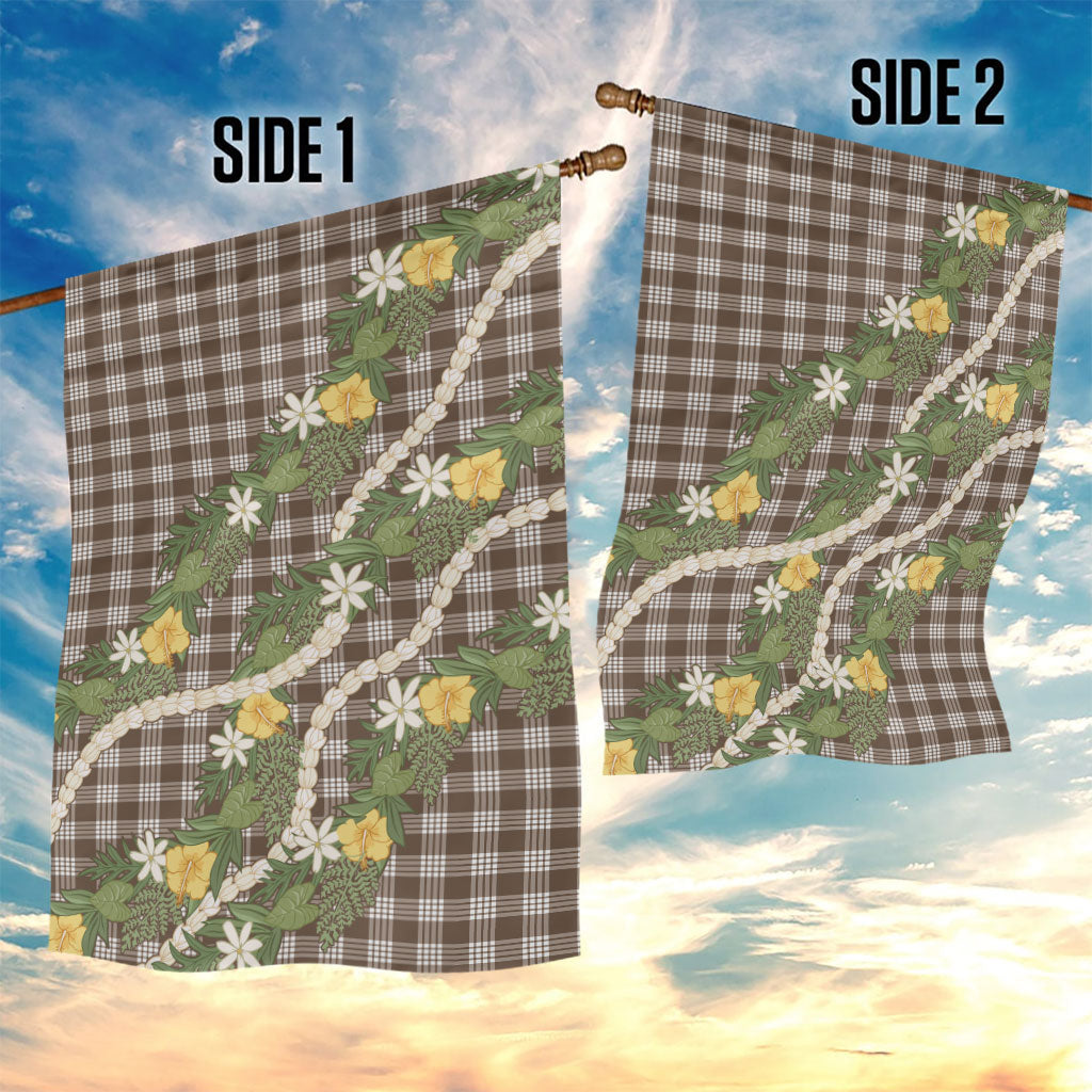 Aloha Puakenikeni Anthurium Pikake Lei Garden Flag Chocolate Hawaiian Palaka Pattern LT9 - Polynesian Pride