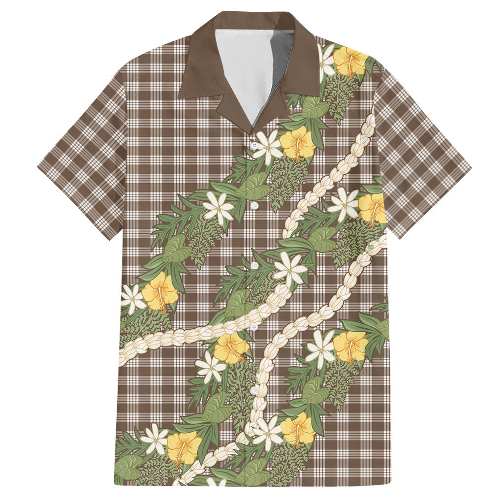 Aloha Puakenikeni Anthurium Pikake Lei Hawaiian Shirt Chocolate Hawaiian Palaka Pattern LT9 Chocolate - Polynesian Pride