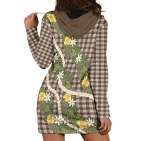 Aloha Puakenikeni Anthurium Pikake Lei Hoodie Dress Chocolate Hawaiian Palaka Pattern LT9 - Polynesian Pride