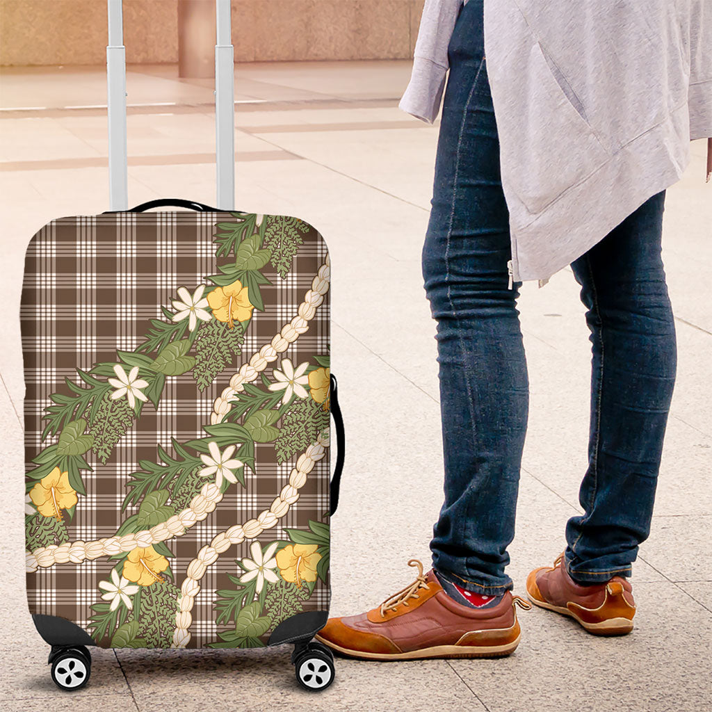 Aloha Puakenikeni Anthurium Pikake Lei Luggage Cover Chocolate Hawaiian Palaka Pattern LT9 Chocolate - Polynesian Pride