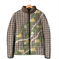 Aloha Puakenikeni Anthurium Pikake Lei Padded Jacket Chocolate Hawaiian Palaka Pattern