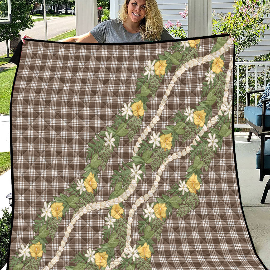 Aloha Puakenikeni Anthurium Pikake Lei Quilt Chocolate Hawaiian Palaka Pattern LT9 Chocolate - Polynesian Pride