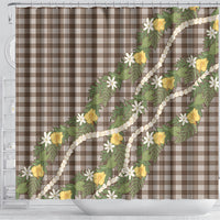 Aloha Puakenikeni Anthurium Pikake Lei Shower Curtain Chocolate Hawaiian Palaka Pattern
