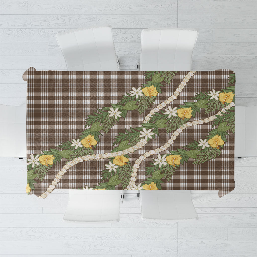 Aloha Puakenikeni Anthurium Pikake Lei Tablecloth Chocolate Hawaiian Palaka Pattern LT9 Chocolate - Polynesian Pride