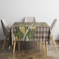 Aloha Puakenikeni Anthurium Pikake Lei Tablecloth Chocolate Hawaiian Palaka Pattern