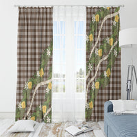 Aloha Puakenikeni Anthurium Pikake Lei Window Curtain Chocolate Hawaiian Palaka Pattern