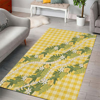 Aloha Puakenikeni Anthurium Pikake Lei Area Rug Gold Hawaiian Palaka Pattern
