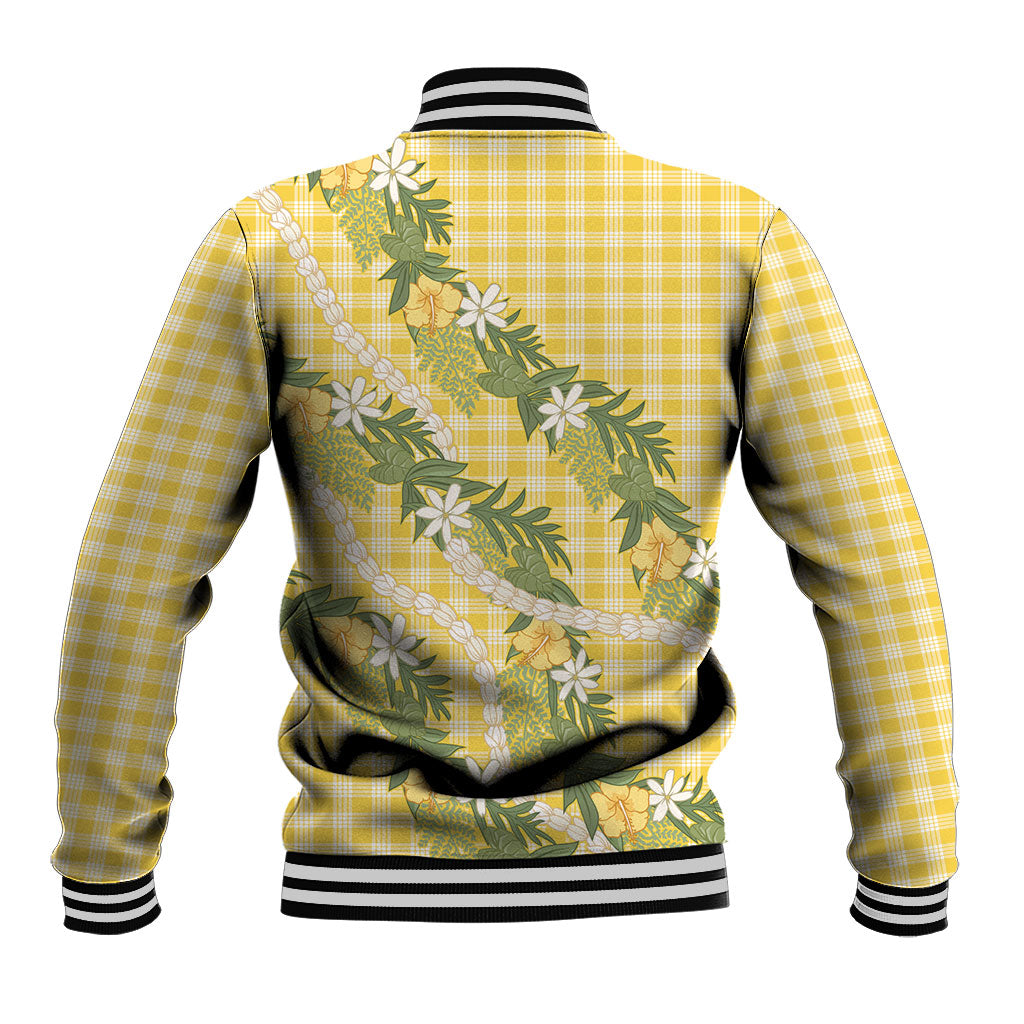 Aloha Puakenikeni Anthurium Pikake Lei Baseball Jacket Gold Hawaiian Palaka Pattern