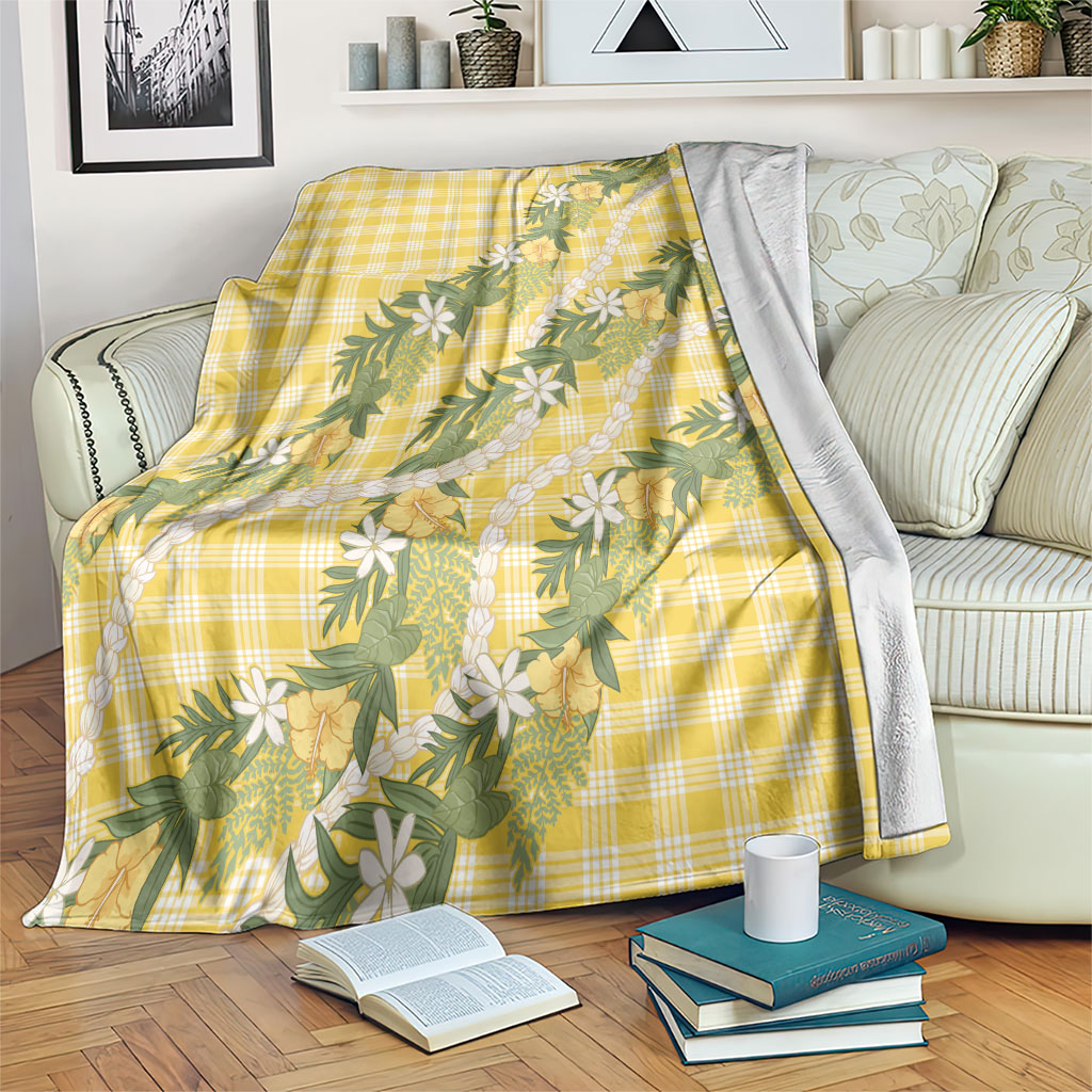 Aloha Puakenikeni Anthurium Pikake Lei Blanket Gold Hawaiian Palaka Pattern LT9 Gold - Polynesian Pride