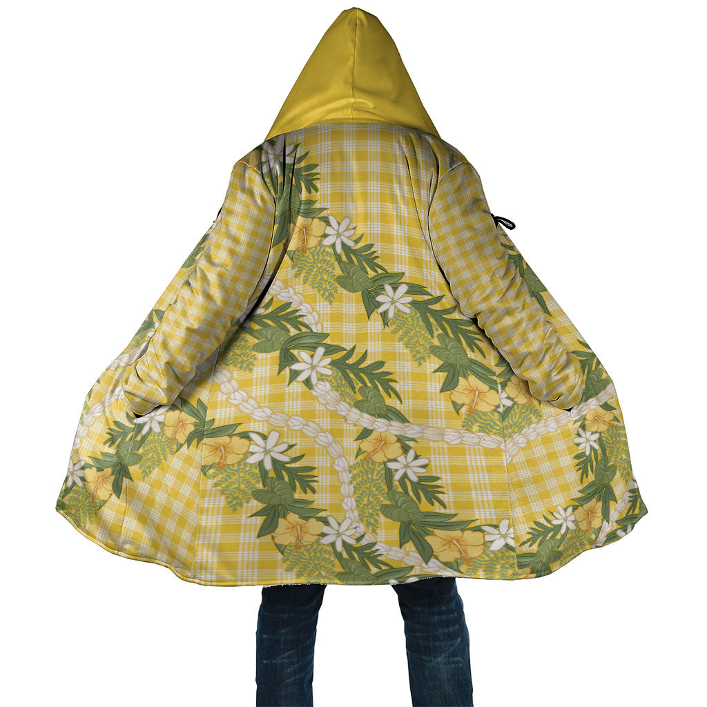Aloha Puakenikeni Anthurium Pikake Lei Cloak Gold Hawaiian Palaka Pattern LT9 Unisex Gold - Polynesian Pride