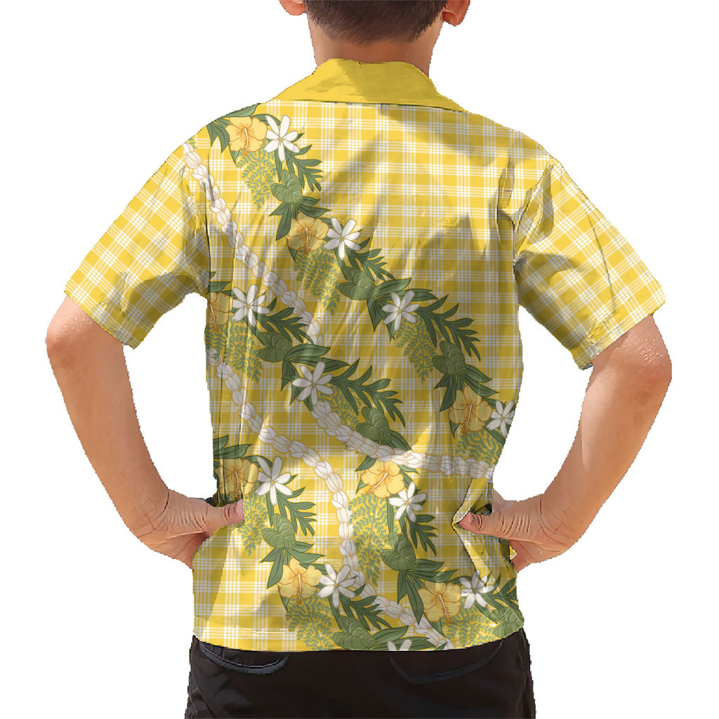 Aloha Puakenikeni Anthurium Pikake Lei Family Matching Puletasi and Hawaiian Shirt Gold Hawaiian Palaka Pattern