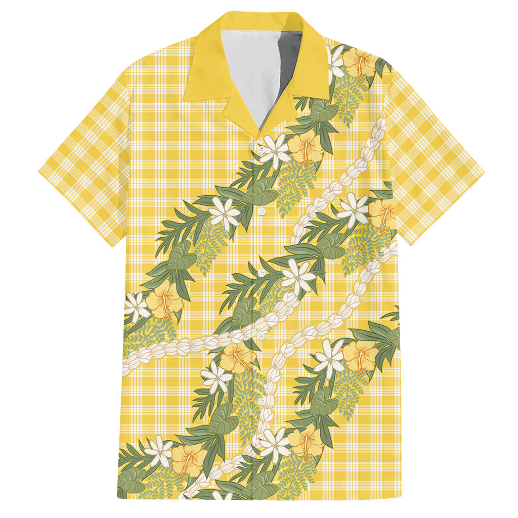 Aloha Puakenikeni Anthurium Pikake Lei Hawaiian Shirt Gold Hawaiian Palaka Pattern LT9 Gold - Polynesian Pride