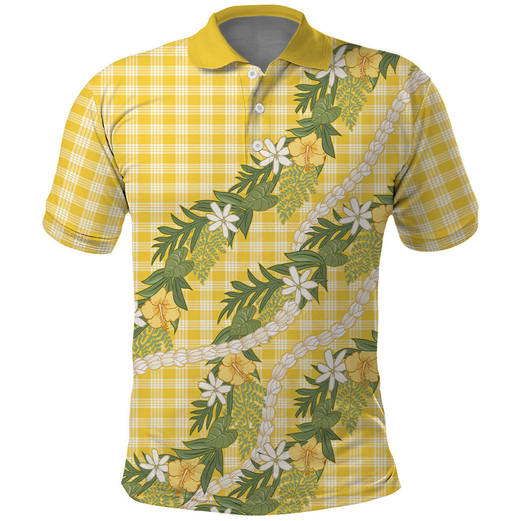 Aloha Puakenikeni Anthurium Pikake Lei Polo Shirt Gold Hawaiian Palaka Pattern LT9 Gold - Polynesian Pride