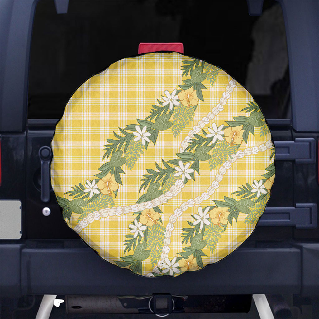 Aloha Puakenikeni Anthurium Pikake Lei Spare Tire Cover Gold Hawaiian Palaka Pattern LT9 No hole Gold - Polynesian Pride