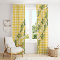 Aloha Puakenikeni Anthurium Pikake Lei Window Curtain Gold Hawaiian Palaka Pattern LT9 - Polynesian Pride