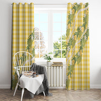Aloha Puakenikeni Anthurium Pikake Lei Window Curtain Gold Hawaiian Palaka Pattern LT9 - Polynesian Pride