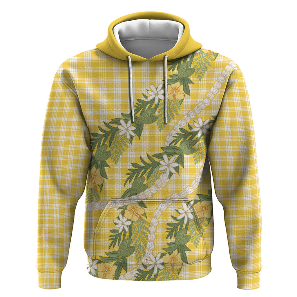 Aloha Puakenikeni Anthurium Pikake Lei Zip Hoodie Gold Hawaiian Palaka Pattern