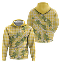 Aloha Puakenikeni Anthurium Pikake Lei Zip Hoodie Gold Hawaiian Palaka Pattern