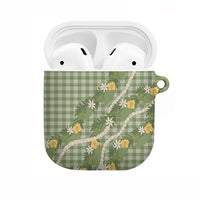 Aloha Puakenikeni Anthurium Pikake Lei AirPods Case Green Hawaiian Palaka Pattern LT9 Green - Polynesian Pride