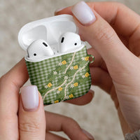Aloha Puakenikeni Anthurium Pikake Lei AirPods Case Green Hawaiian Palaka Pattern LT9 - Polynesian Pride