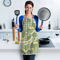 Aloha Puakenikeni Anthurium Pikake Lei Apron Green Hawaiian Palaka Pattern