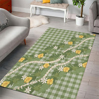 Aloha Puakenikeni Anthurium Pikake Lei Area Rug Green Hawaiian Palaka Pattern LT9 - Polynesian Pride
